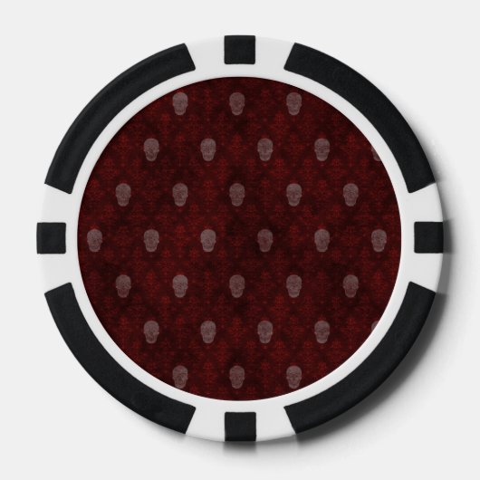 Falling Viktorianisch Skulls Red Pokerchips (Vorderseite)