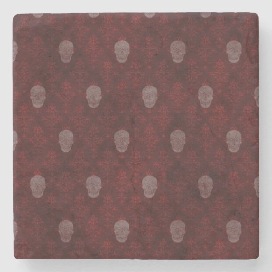 Falling Viktorianisch Skulls Red Steinuntersetzer (Vorderseite)