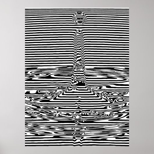 Falling Water Droplets in Ocean OP Art  Poster (Vorne)