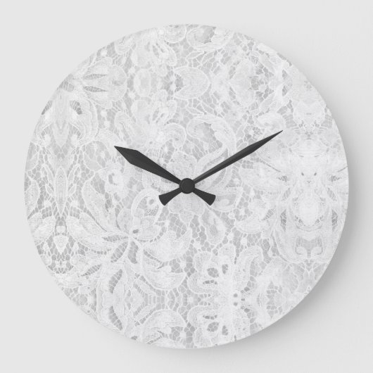 Falling White Lace Große Wanduhr (Vorderseite)