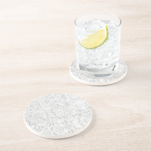 Falling White Lace Sandstein Untersetzer (Seite)