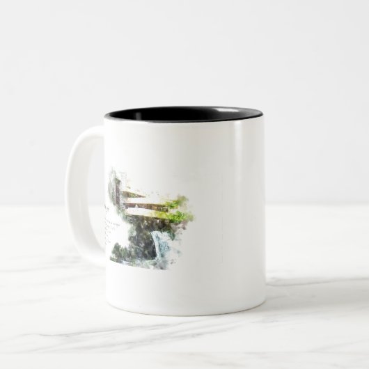 Fallingwater Landscape Watercolor Zweifarbige Tasse (Vorderseite Links)
