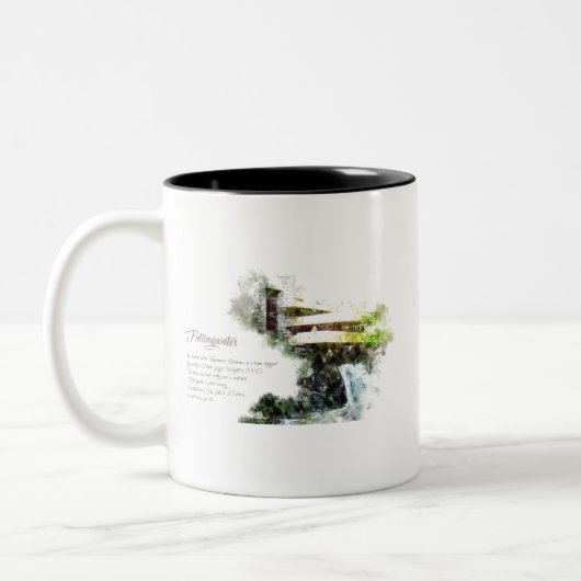 Fallingwater Landscape Watercolor Zweifarbige Tasse (Links)