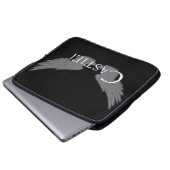 Fallkanzel mit Flügeln weiß Laptopschutzhülle (Vorne Knopf)