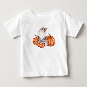 Fallkatze und Kürbis Baby T-shirt