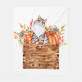 Fallkatze und Kürbis in Kiste Fleecedecke (Vorderseite)