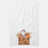 Fallkatze und Kürbis in Kiste Geschirrtuch (Vertikal)