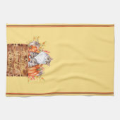 Fallkatze und Kürbis in Kiste Geschirrtuch (Horizontal)