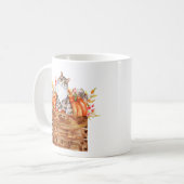 Fallkatze und Kürbis in Kiste Kaffeetasse (Vorderseite Links)