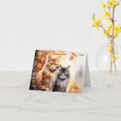 Fallkatzen personalisierter Erntedank Gruß Karte (Gelbe Blume)