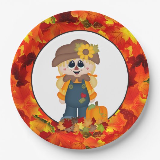 Fallmädchen-Skarektur Saisonale Party-Papierplatte Pappteller (Vorderseite)