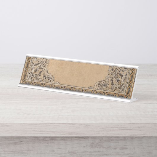 Falln altes Knüpfarbeit-Papier Schreibtischnamensplakette (Vorderseite )