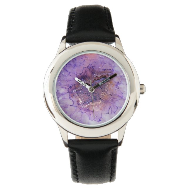 Falln Amethyst Geode Armbanduhr (Vorderseite)