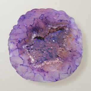 Falln Amethyst Geode Rundes Kissen