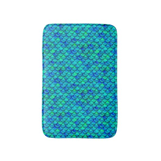 Falln Aqua Blue Scales Badematte (Vorderseite Vertikal)