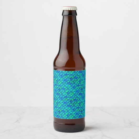 Falln Aqua Blue Scales Bierflaschenetikett (Vorderseite)