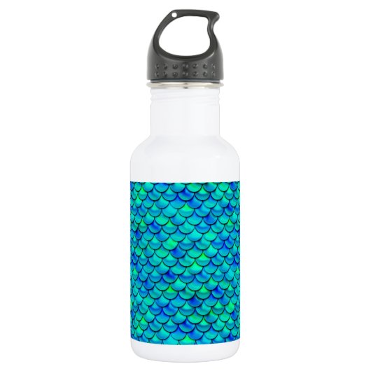 Falln Aqua Blue Scales Edelstahlflasche (Vorderseite)