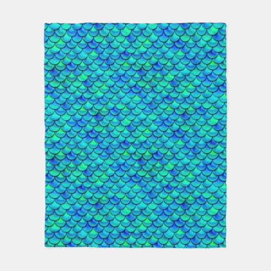 Falln Aqua Blue Scales Fleecedecke (Vorderseite)