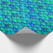 Falln Aqua Blue Scales Geschenkpapier (Ecke)