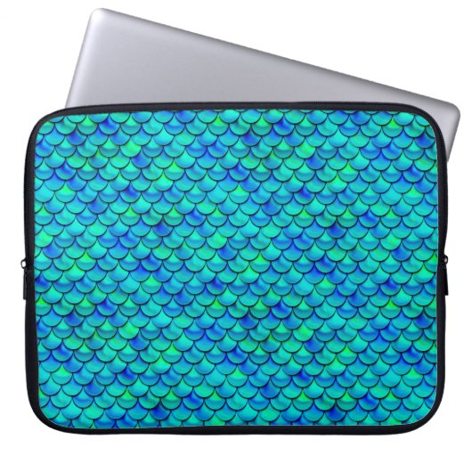 Falln Aqua Blue Scales Laptopschutzhülle (Vorderseite)