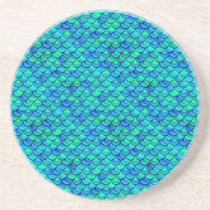 Falln Aqua Blue Scales Sandstein Untersetzer