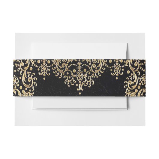 Falln Black And Gold Filigree Einladungsbanderole (Vorderseite Beispiel)