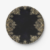 Falln Black and Gold Filigree Pappteller (Vorderseite)
