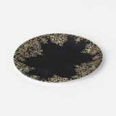 Falln Black and Gold Filigree Pappteller (Schrägansicht)