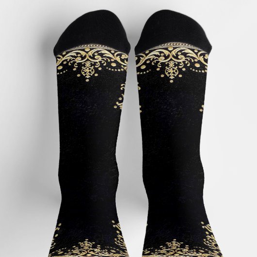 Falln Black And Gold Filigree Socken (Oben)