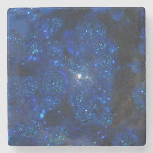 Falln blaue Glasblasen Steinuntersetzer (Vorderseite)