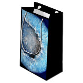 Falln blaues KristallGeode Kleine Geschenktüte (Rückseite Schrägansicht)