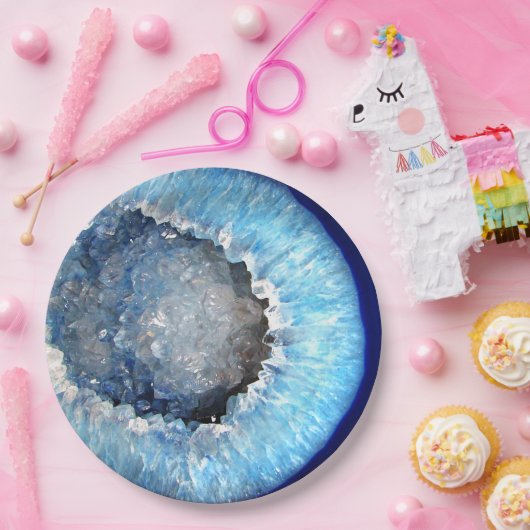 Falln blaues KristallGeode Pappteller (Party)