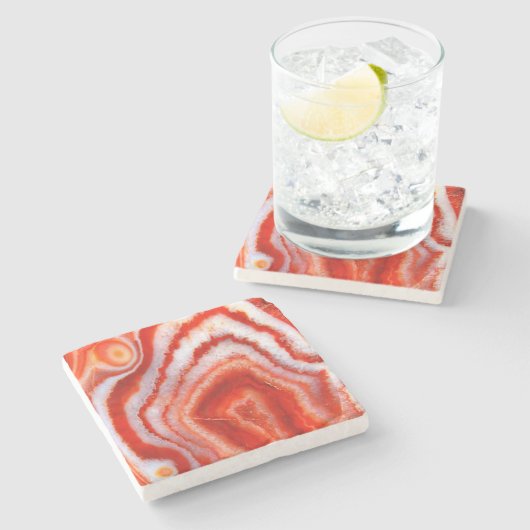 Falln Blood Orange Achat. Steinuntersetzer (Seitenansicht)