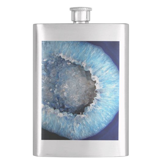 Falln Blue Crystal Geode Flachmann (Vorderseite)