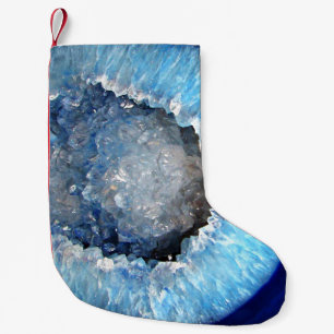 Falln Blue Crystal Geode Kleiner Weihnachtsstrumpf