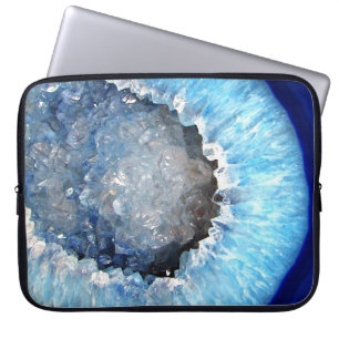 Falln Blue Crystal Geode Laptopschutzhülle