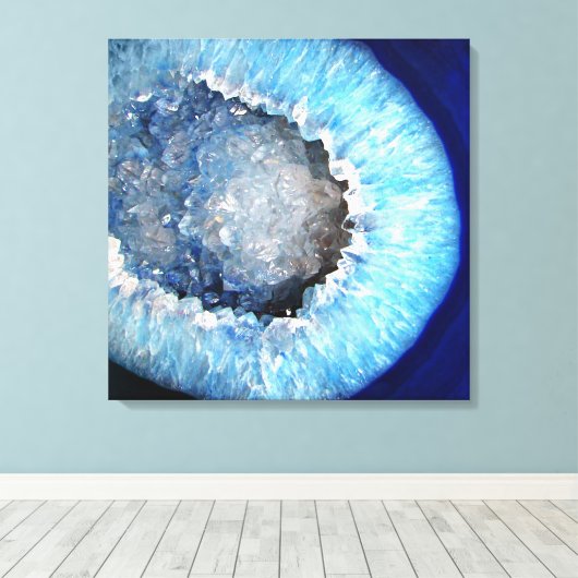 Falln Blue Crystal Geode Leinwanddruck (Insitu (Holzboden))