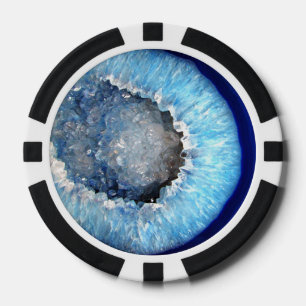 Falln Blue Crystal Geode Pokerchips
