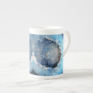 Falln Blue Crystal Geode Porzellantasse