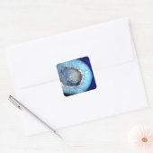 Falln Blue Crystal Geode Quadratischer Aufkleber (Umschlag)