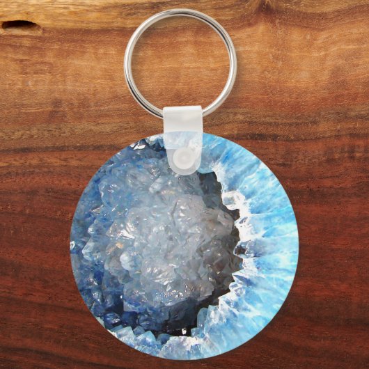 Falln Blue Crystal Geode Schlüsselanhänger (Vorderseite)
