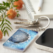 Falln Blue Crystal Geode Schlüsselanhänger (Vorderseite rechts)