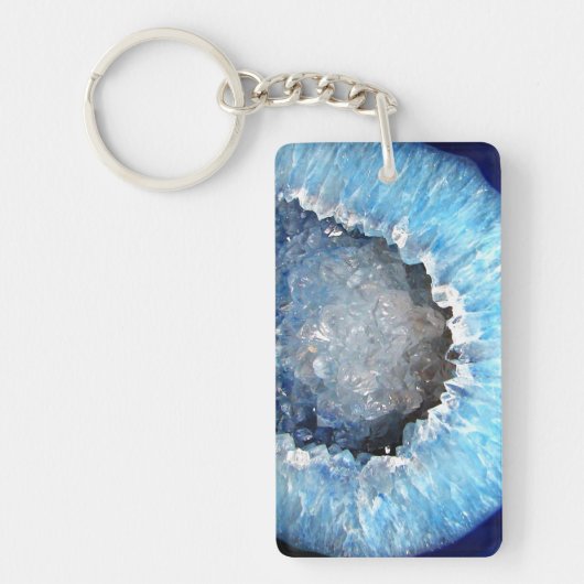Falln Blue Crystal Geode Schlüsselanhänger (Vorderseite)