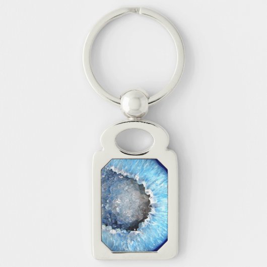 Falln Blue Crystal Geode Schlüsselanhänger (Vorderseite)