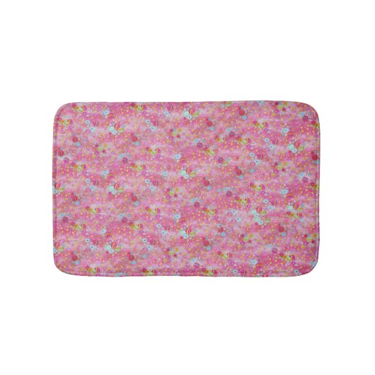 Falln Chirimen Floral Pink Badematte (Vorderseite)