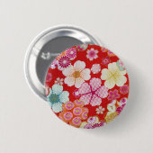 Falln Crimson Floral Chirimen Button (Vorne & Hinten)