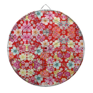 Falln Crimson Floral Chirimen Dartscheibe