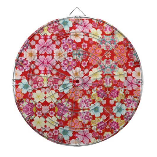 Falln Crimson Floral Chirimen Dartscheibe (vorne)