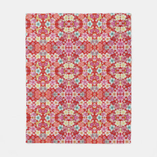 Falln Crimson Floral Chirimen Fleecedecke
