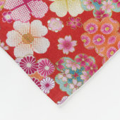 Falln Crimson Floral Chirimen Fleecedecke (Ecke)